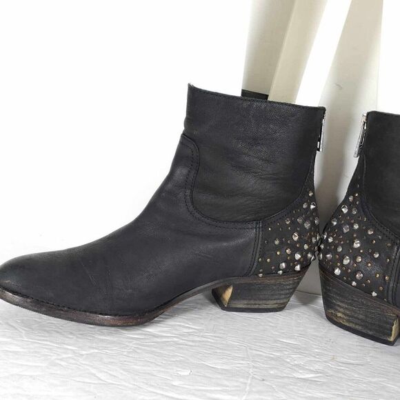 ZADIG & VOLTAIRE Women’s EU40 US 9-9,5 Black Leather Studded Ankle Boots - Picture 7 of 12